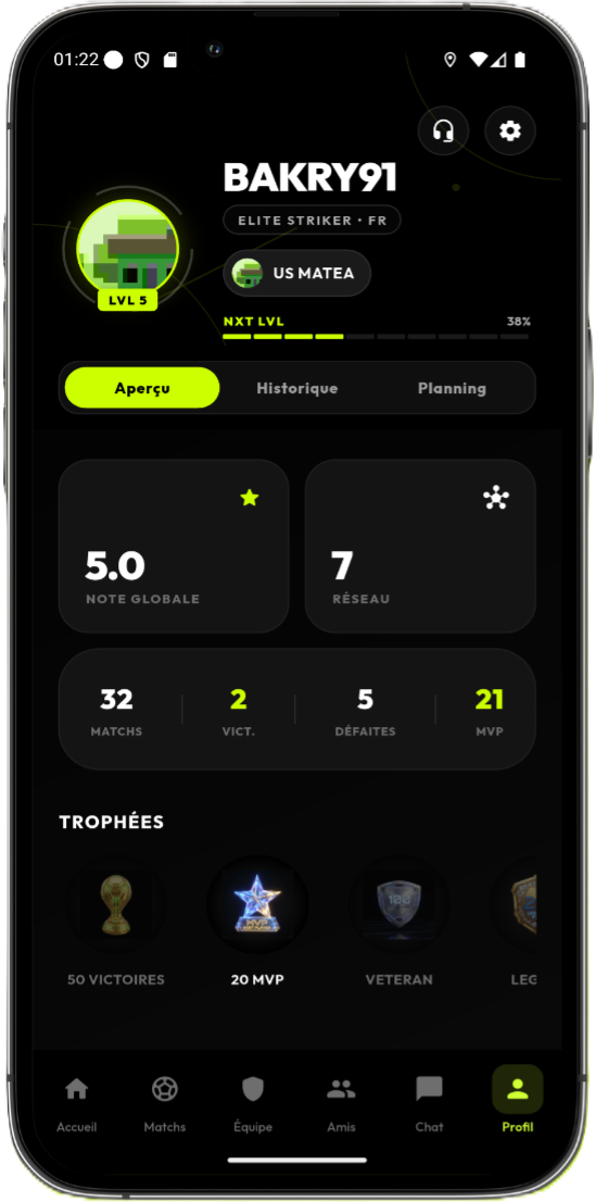 App Screen 3 - Matchs
